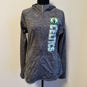 *CARL BANKS* Heather Gray Long Sleeve Celtics Zip-Up Hoodies Size Small